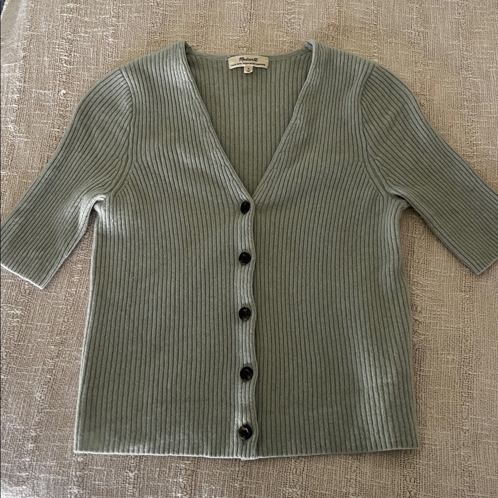 Madewell Sage Ribbed Cardigan